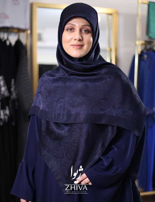 روسری گل رز لمه سرمه ای