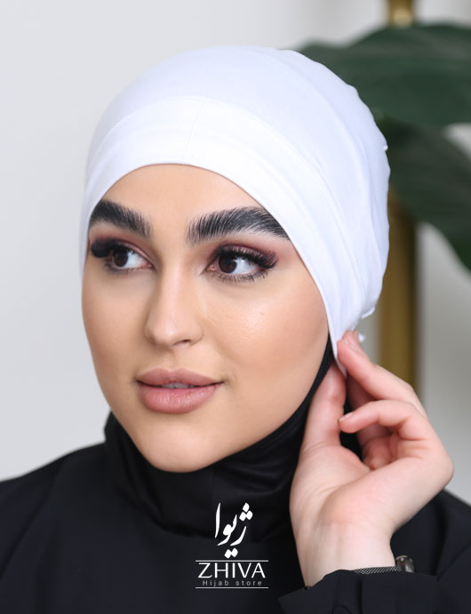 کلاه حجاب پشت بنددار سفيد
