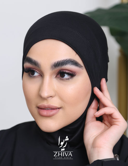 کلاه حجاب بند دار طوسی مشكی