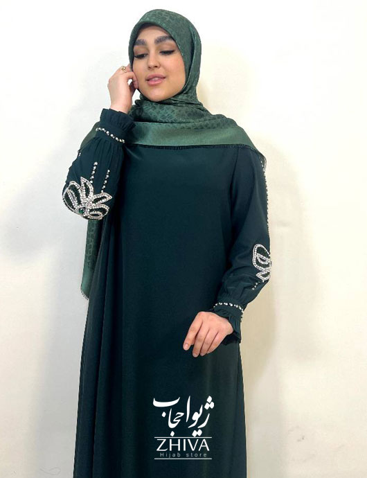عبا افرا جواهردوزی پاپيون سبز