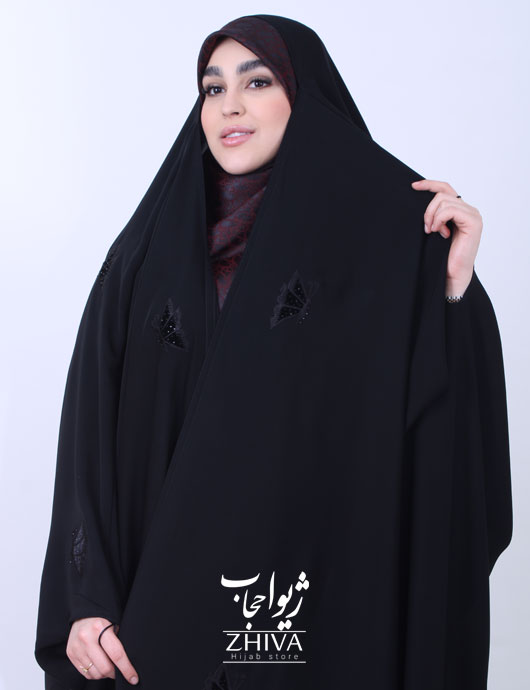 چادر عربی گلدوزی پروانه پراکنده