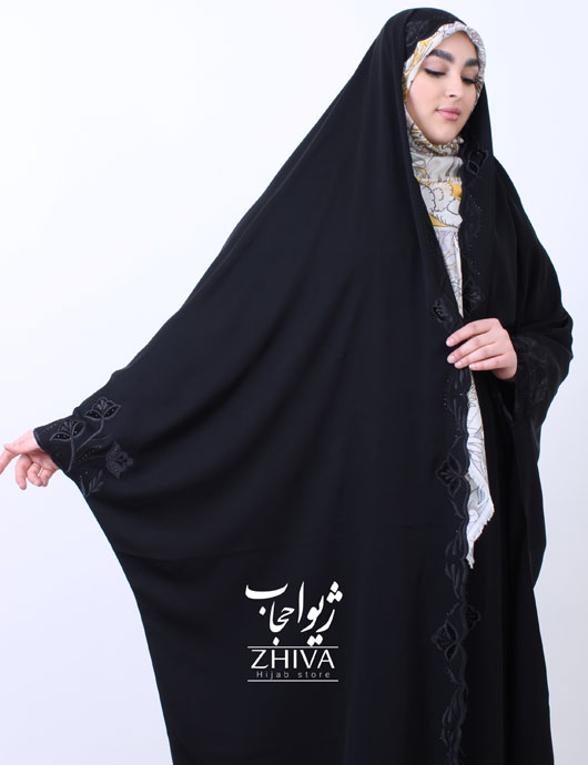 چادر دانشجویی گلدوزی مخمل لاله