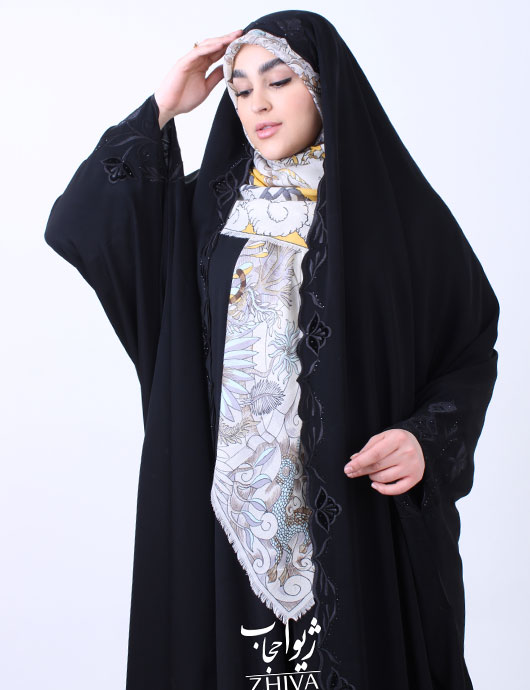 چادر دانشجویی گلدوزی مخمل لاله