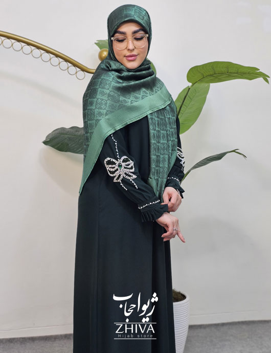 عبا افرا جواهردوزی پاپيون سبز
