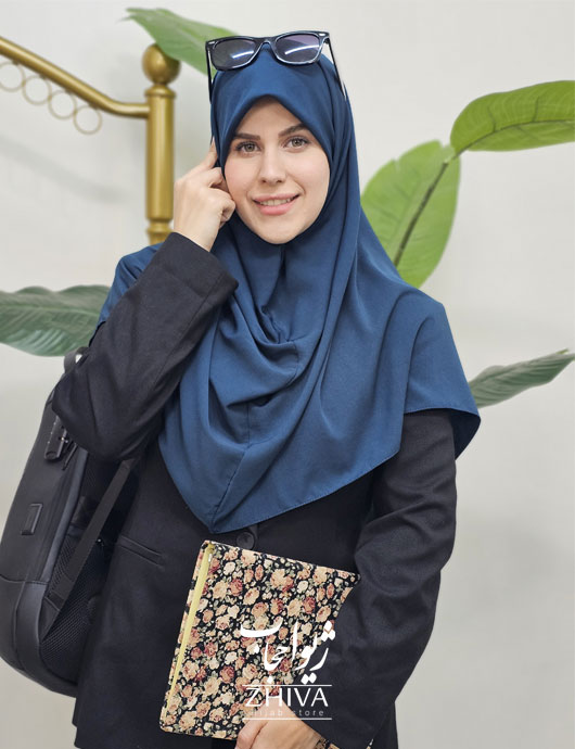مقنعه قواره بزرگ کرپ آبی