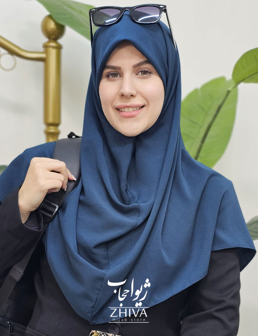 مقنعه قواره بزرگ کرپ آبی