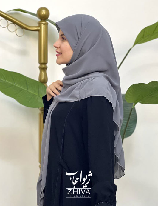 روسری کش دار مریم چین دار طوسی