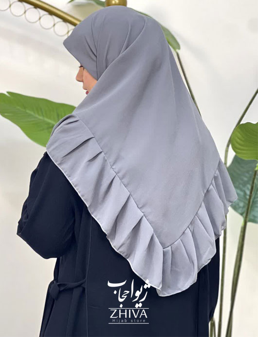 روسری کش دار مریم چین دار طوسی