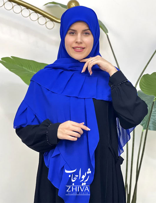 روسری کش دار مریم چین دار کاربنی