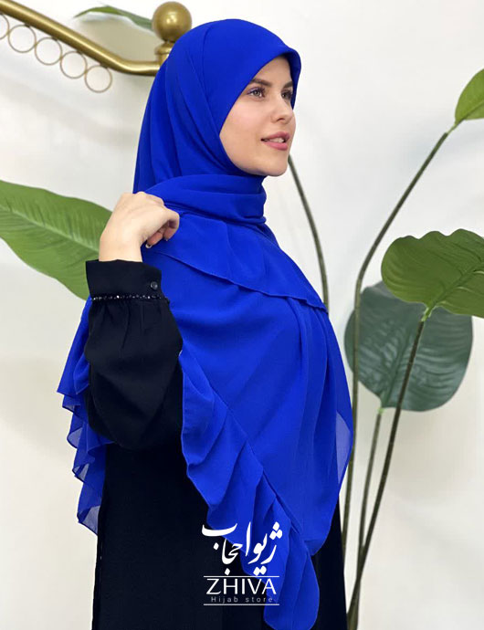روسری کش دار مریم چین دار کاربنی