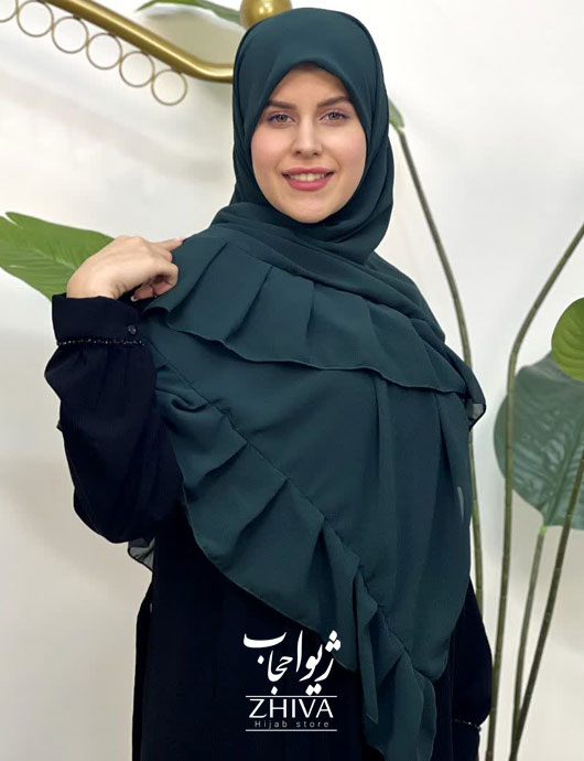 روسری کش دار مریم چین دار سبز