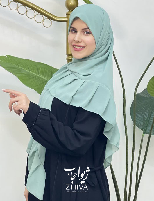 روسری کش دار مریم چین دار سبز آبی