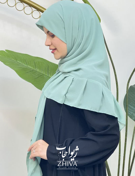 روسری کش دار مریم چین دار سبز آبی