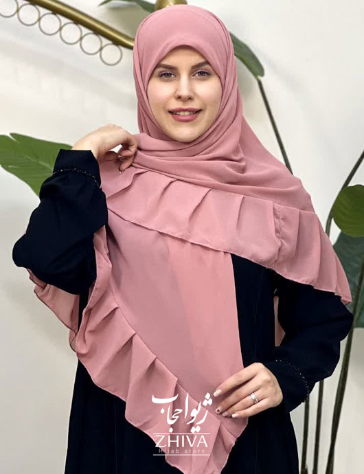 روسری کش دار مریم چین دار صورتی