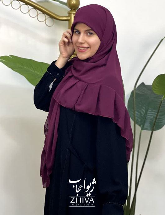 روسری کش دار مریم چین دار زرشکی
