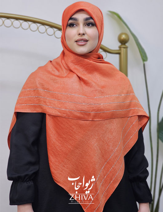 روسری كوپرا حاشيه نگين نارنجی