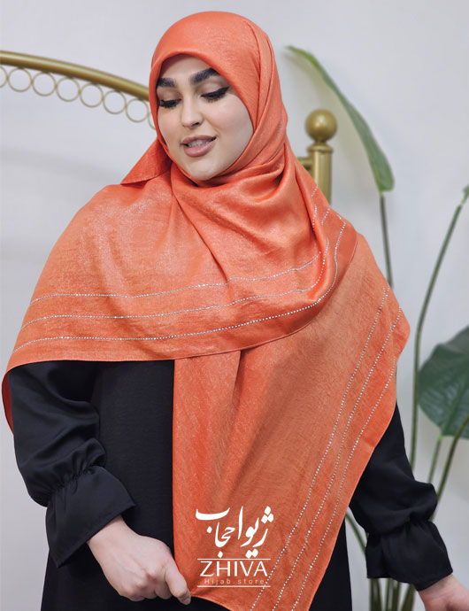 روسری وال اسلپ نگين دار نارنجی