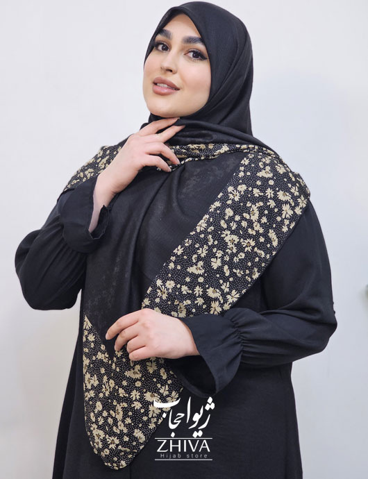 روسری نخی حاشيه طرح دار