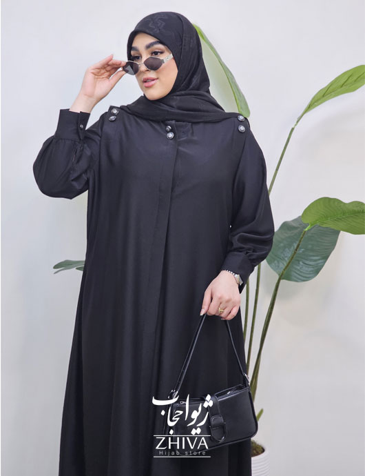 عبای آسنات جلوباز مشكی