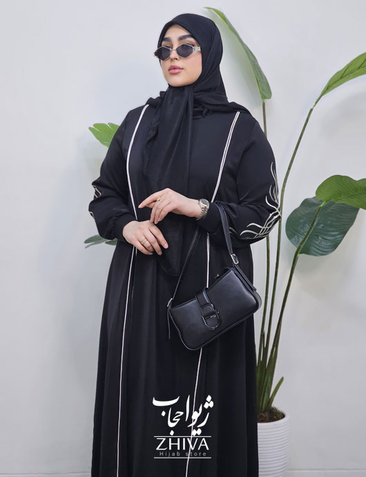 مانتو عبایی ترنم گلدوزی مشكی