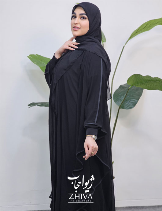 مانتو عبایی حرير پریماه نوار مشکی