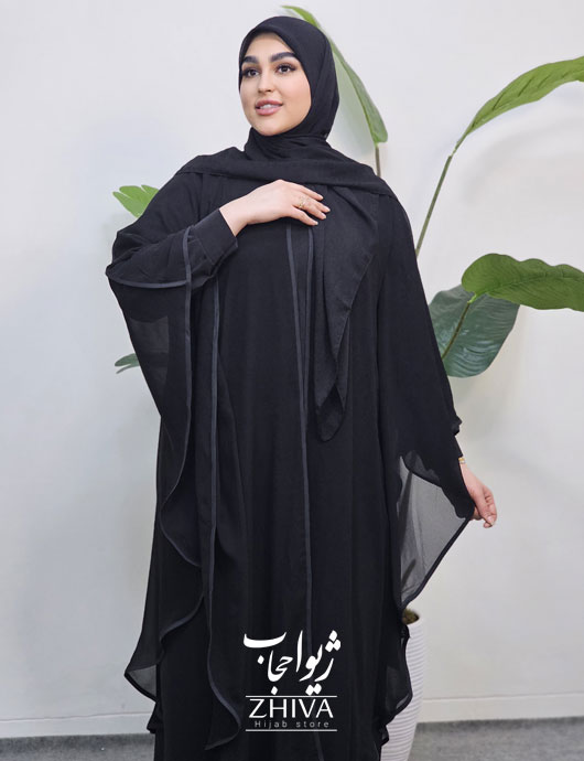 مانتو عبایی حرير پریماه نوار مشکی