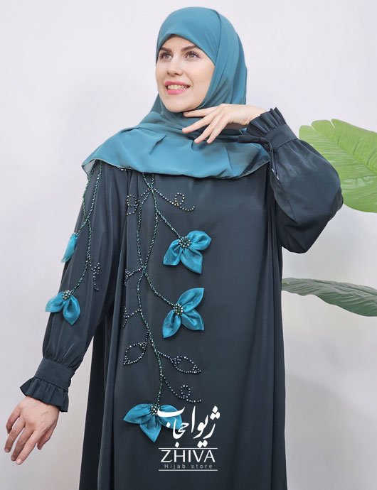 عبا آترين جواهردوزی سبز