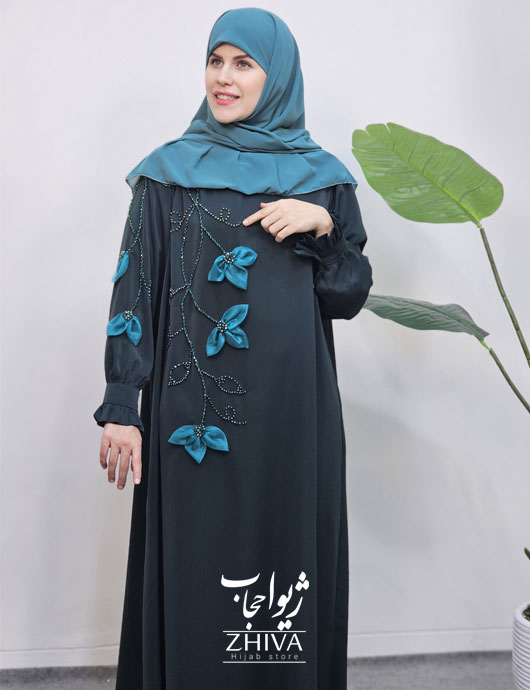 عبا آترين جواهردوزی سبز