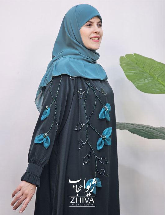 عبا آترين جواهردوزی سبز