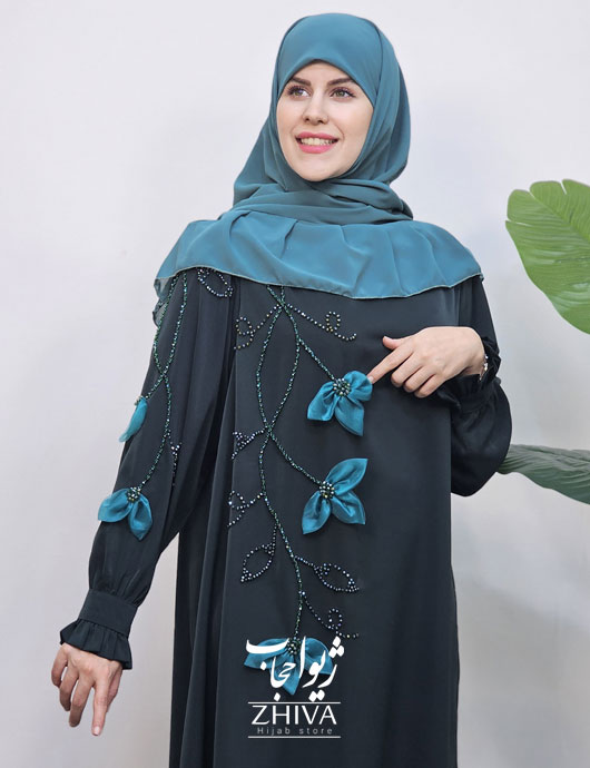 عبا آترين جواهردوزی سبز