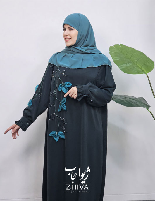عبا آترين جواهردوزی سبز