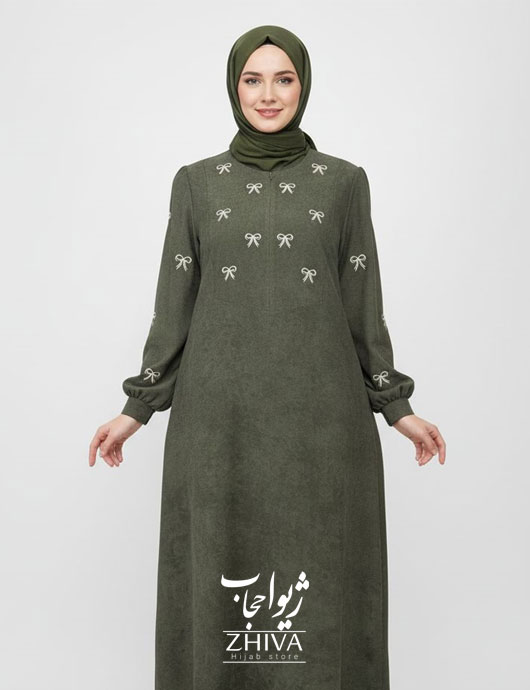 عبا پاپيون گلدوزی سبز