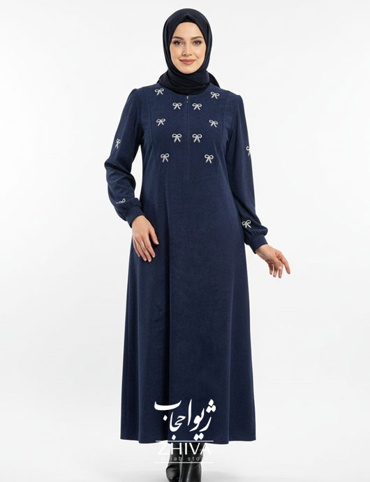عبا پاپيون گلدوزی سرمه ای