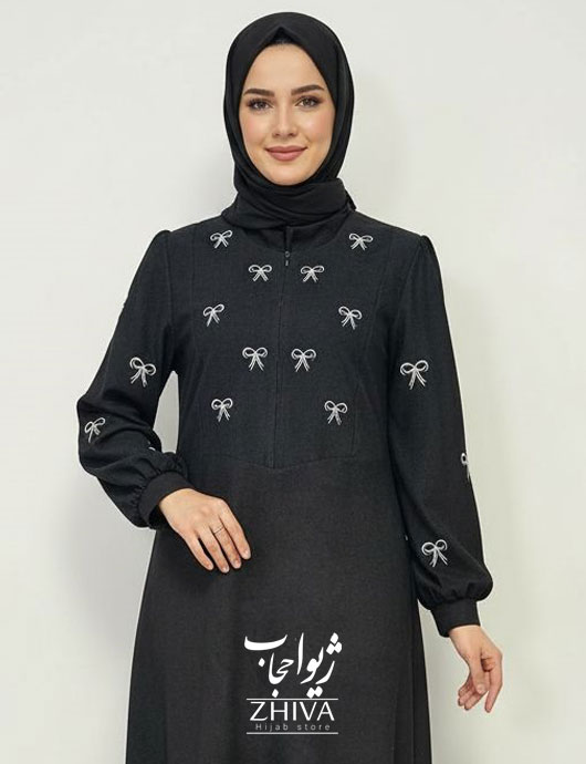 عبا پاپيون گلدوزی مشكی