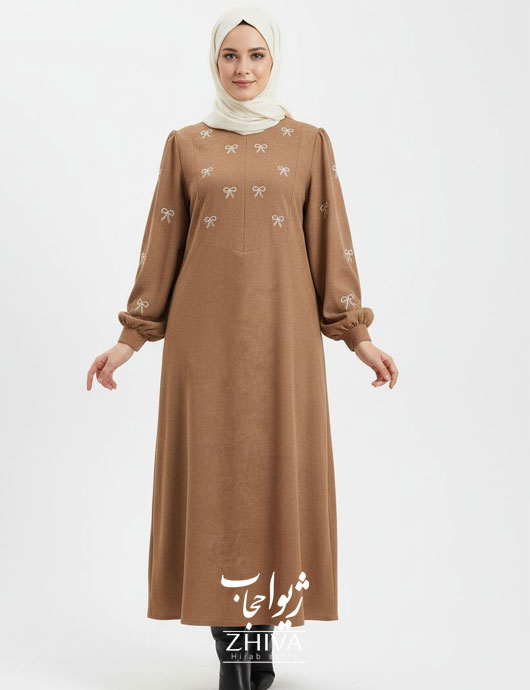 عبا پاپيون گلدوزی كرمی