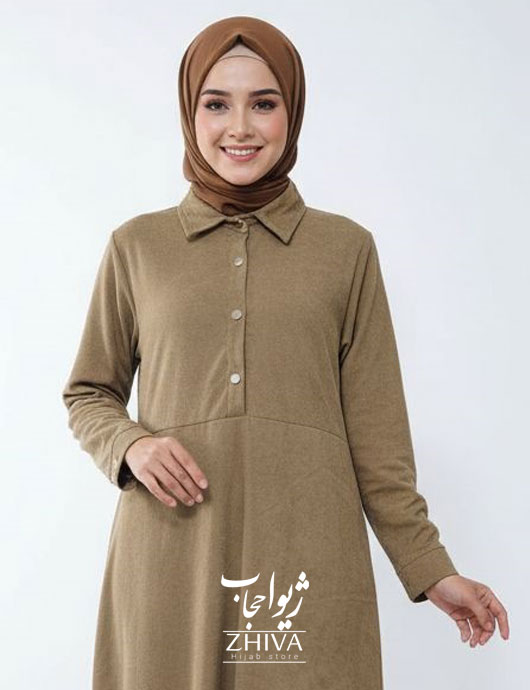 مانتو مخمل كبريتی خاكی