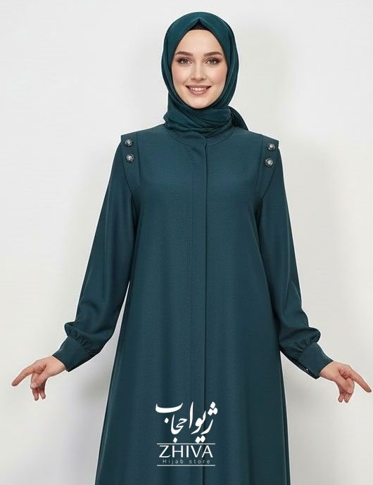 عبای آسنات جلوباز سبز زمردی