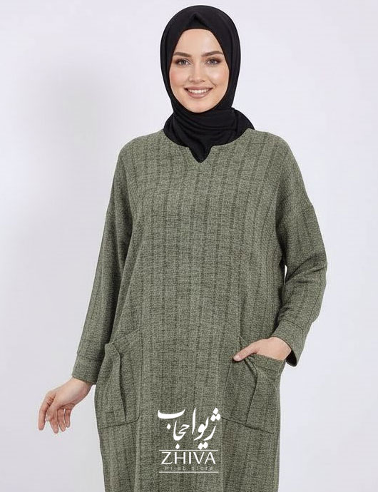 مانتو دو جیب مخمل کبریتی كد 13