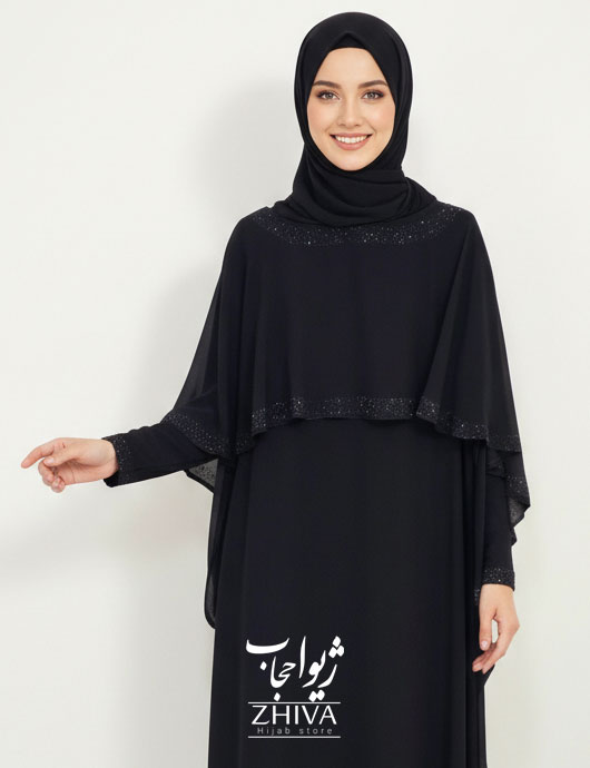 پیراهن حریر شنل دار نگینی هستی