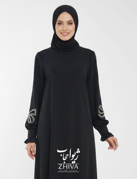عبا افرا جواهردوزی پاپيون مشكی