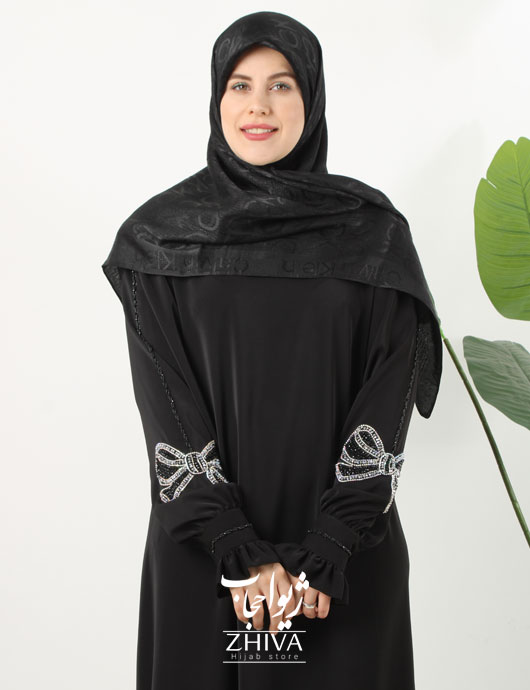 عبا افرا جواهردوزی پاپيون مشكی كد 1