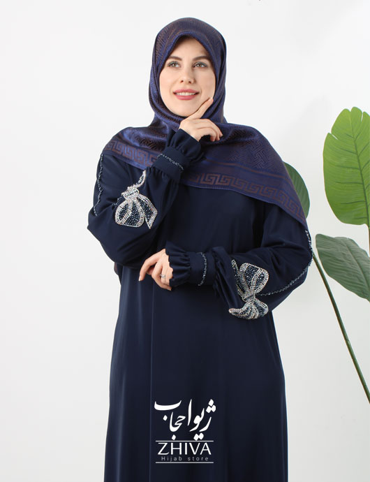 عبا افرا جواهردوزی پاپيون سرمه ای كد1
