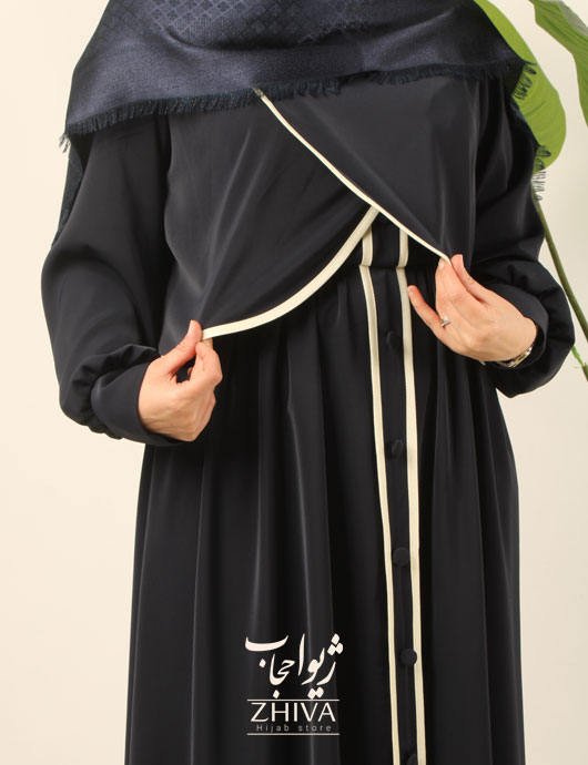 عبا لاله نواردوزی پیراهنی سرمه ای