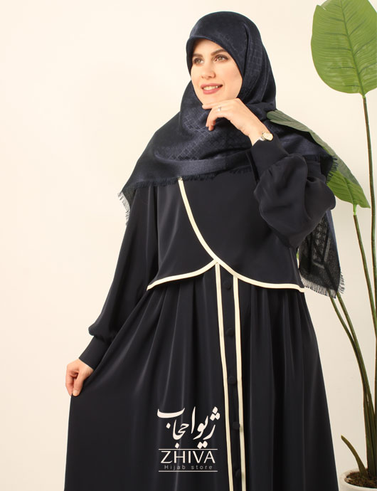 عبا لاله نواردوزی پیراهنی سرمه ای