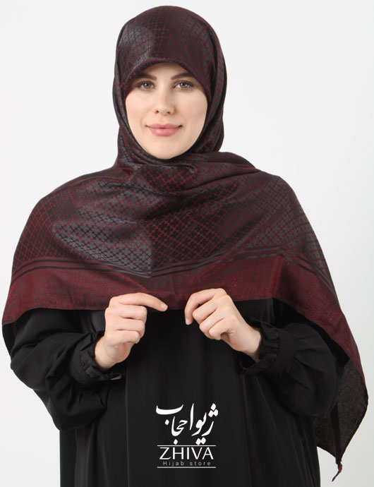 روسری لمه چارخونه ريز دوردوخت قواره 140 كد 50