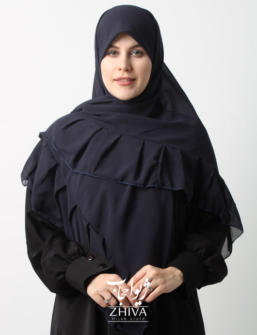 روسری کش دارمریم چین دار سرمه ای تيره