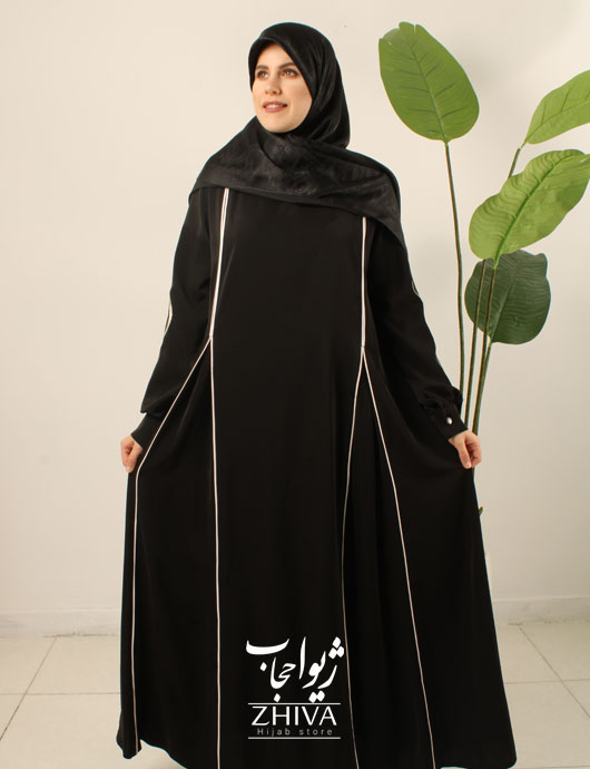 مانتو عبایی ترنم گلدوزی مشكی