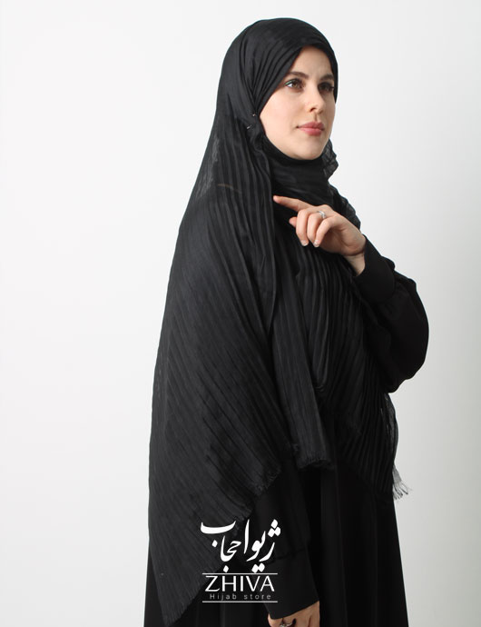 شال نخی پليسه مشكی