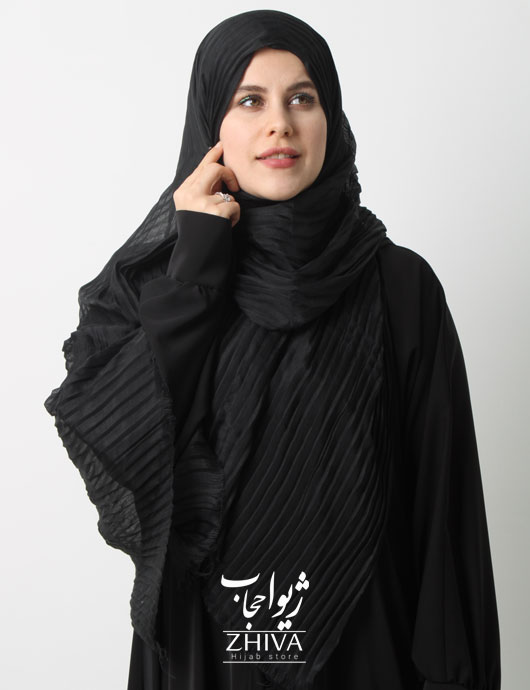 شال نخی پليسه مشكی