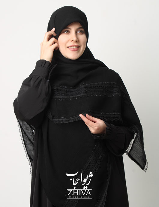 روسری گلكسی مشكی حاشيه نگين قواره 140